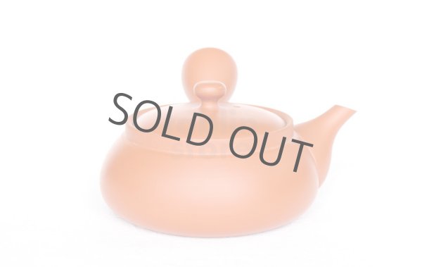 Photo7: Tokoname tea pot kyusu Jinsui Kiwami shudei red biku flat shape small 120ml (7)