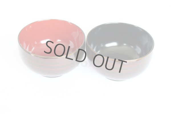 Photo9: Japanese Echizen Urushi lacquer soup bowl wan kohaku D10.9cm set of 2 (9)