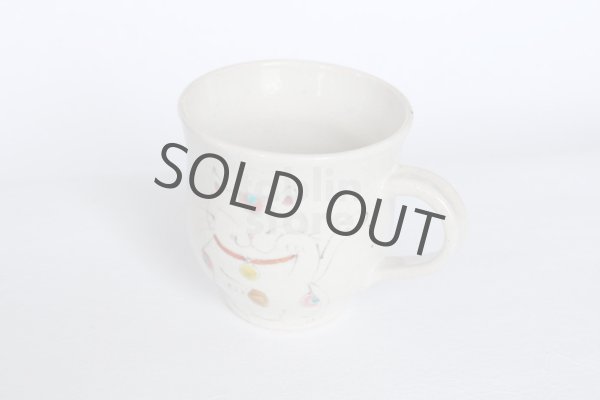 Photo5: Kutani Porcelain Japanese mug coffee tea cup manekineko D 9cm (5)