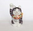 Photo8: Japanese Lucky Cat Kutani Porcelain Maneki Neko yon shiyusai H 14cm  (8)