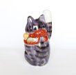 Photo6: Japanese Lucky Cat Kutani Porcelain Maneki Neko yon shiyusai H 14cm  (6)