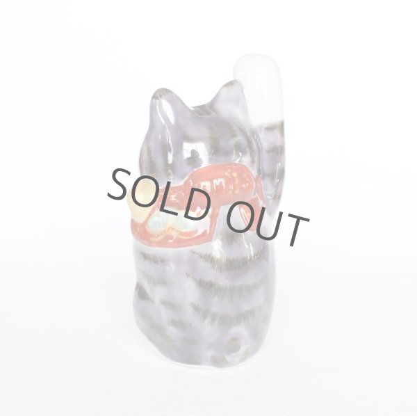 Photo6: Japanese Lucky Cat Kutani Porcelain Maneki Neko yon shiyusai H 14cm  (6)
