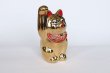 Photo5: Japanese Lucky Cat Kutani Porcelain Maneki Neko gold  kinnuri H 13.5cm (5)