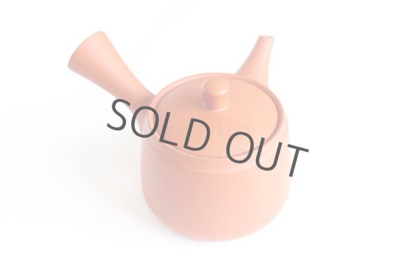 Photo8: Tokoname tea pot kyusu Jinsui Kiwami shudei red oke gata 400ml (8)