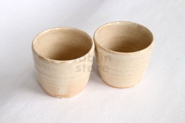 Photo1: Hagi Senryuzan climbing kiln Japanese pottery tumbler Sobachoko cup san set of 2 (1)