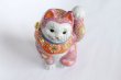 Photo11: Japanese Lucky Cat Kutani Porcelain Maneki Neko rokugo pink mori H 19.5cm  (11)