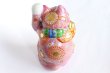 Photo10: Japanese Lucky Cat Kutani Porcelain Maneki Neko rokugo pink mori H 19.5cm  (10)