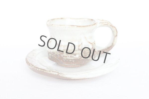 Photo5: Hagi ware Japanese pottery mug coffee tea cup Kashun with saucer 170ml (5)