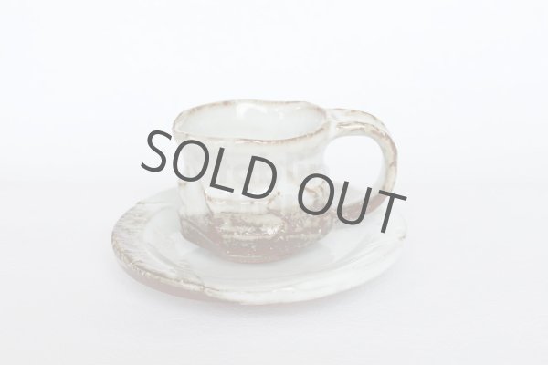 Photo4: Hagi ware Japanese pottery mug coffee tea cup Kashun with saucer 170ml (4)