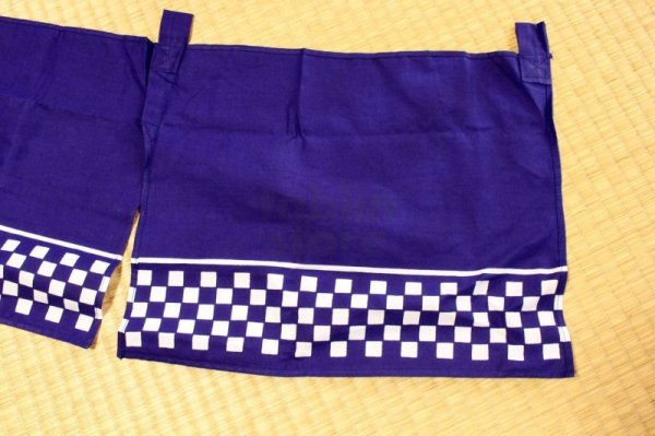 Photo5: Noren Japanese door store curtain sushi ichimatsu blue cotton 170 x 28cm (5)