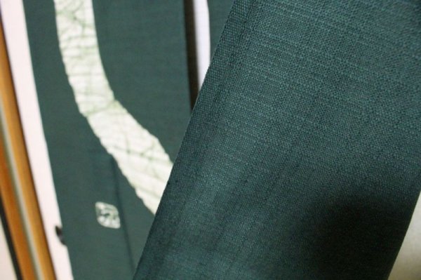 Photo5: Kyoto Noren SB Japanese batik door curtain En Enso Circle Dark green 85 x 150cm (5)