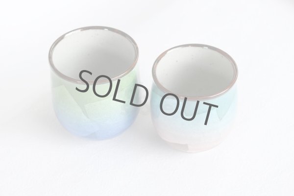 Photo9: Kutani Porcelain Japanese tea cups yon ginsai nishoku (set of 2) (9)