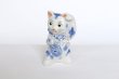 Photo3: Japanese Lucky Cat Kutani Porcelain Maneki Neko sansan sometsuke H 10cm  (3)