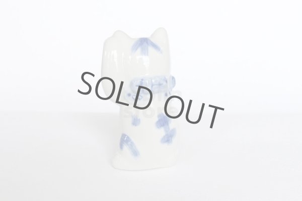 Photo8: Japanese Lucky Cat Kutani Porcelain Maneki Neko sansan sometsuke H 10cm  (8)