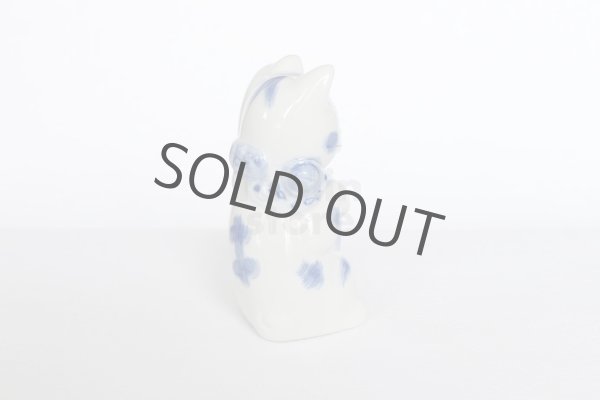 Photo7: Japanese Lucky Cat Kutani Porcelain Maneki Neko sansan sometsuke H 10cm  (7)