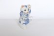 Photo6: Japanese Lucky Cat Kutani Porcelain Maneki Neko sansan sometsuke H 10cm  (6)