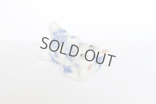 Photo5: Japanese Lucky Cat Kutani Porcelain Maneki Neko sansan sometsuke H 10cm  (5)