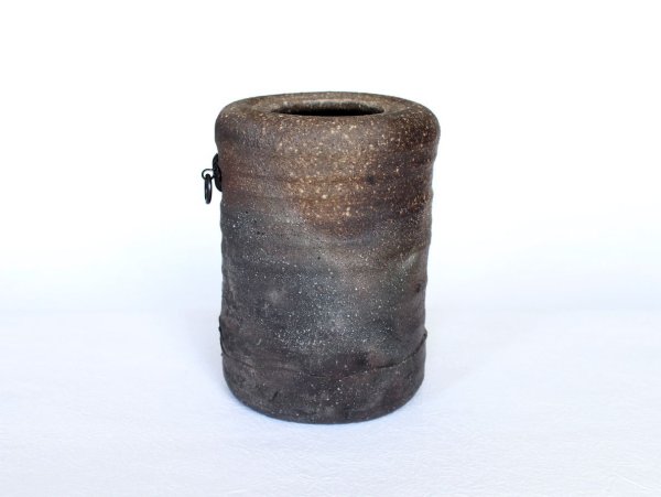 Photo1: Shigaraki pottery MG Japanese wall-hanging vase tabimakura kamahen H13cm (1)