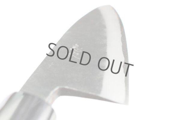 Photo2: Takayuki Iwai white 1 steel Ibuki Kurouchi black Deba D-shape handle 180mm (2)