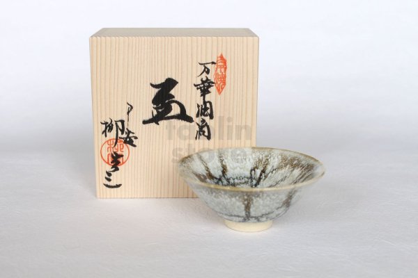 Photo1: Kiyomizu porcelain Japanese sake guinomi mange yuteki sakazuki (1)