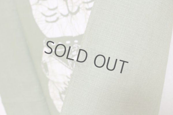 Photo4: Kyoto Noren SB Japanese batik door curtain Maneki LuckyCat ol.green 85cm x 150cm (4)