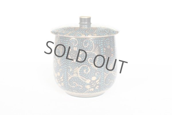 Photo3: Kutani porcelain Futatuki Yunomi blue gold aotibu Japanese tea cup (set of 2) (3)