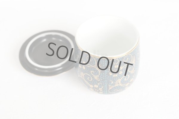 Photo5: Kutani porcelain Futatuki Yunomi blue gold aotibu Japanese tea cup (set of 2) (5)