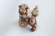 Photo2: Japanese Leo Shishi Dragon Lion dog Kutani Porcelain mori red H13cm a set of 2 (2)