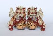 Photo5: Japanese Leo Shishi Dragon Lion dog Kutani Porcelain mori red H13cm a set of 2 (5)