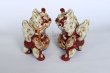 Photo6: Japanese Leo Shishi Dragon Lion dog Kutani Porcelain mori red H13cm a set of 2 (6)