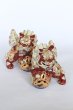 Photo1: Japanese Leo Shishi Dragon Lion dog Kutani Porcelain mori red H13cm a set of 2 (1)