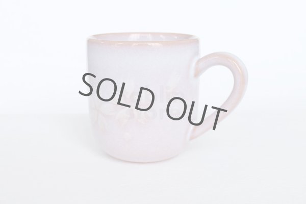Photo3: Hagi yaki ware Japanese pottery mug coffee cup purple flower 320ml (3)