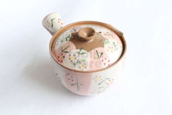 Photo4: Kiyomizu Kyoto kumagai pottery tea pot kyusu flower yokote shiboridashi 420ml (4)