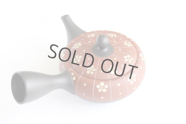 Photo8: Tokoname Japanese tea pot kyusu YT Shohou shu-red white plum 260ml (8)