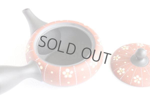 Photo7: Tokoname Japanese tea pot kyusu YT Shohou shu-red white plum 260ml (7)