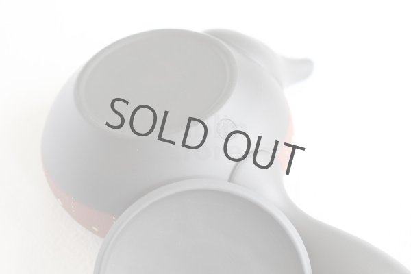 Photo6: Tokoname Japanese tea pot kyusu YT Shohou shu-red white plum 260ml (6)