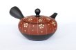 Photo5: Tokoname Japanese tea pot kyusu YT Shohou shu-red white plum 260ml (5)