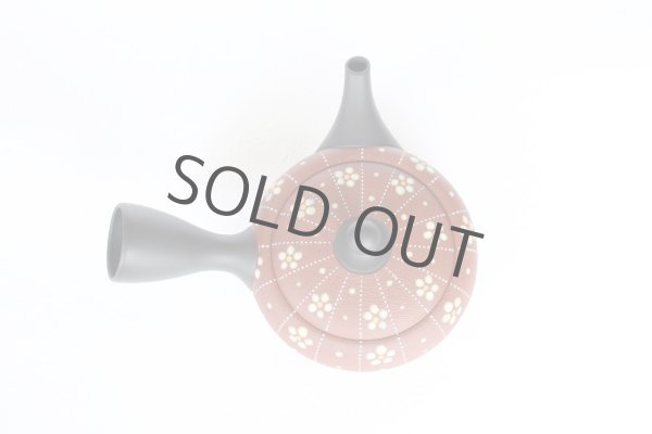 Photo2: Tokoname Japanese tea pot kyusu YT Shohou shu-red white plum 260ml (2)