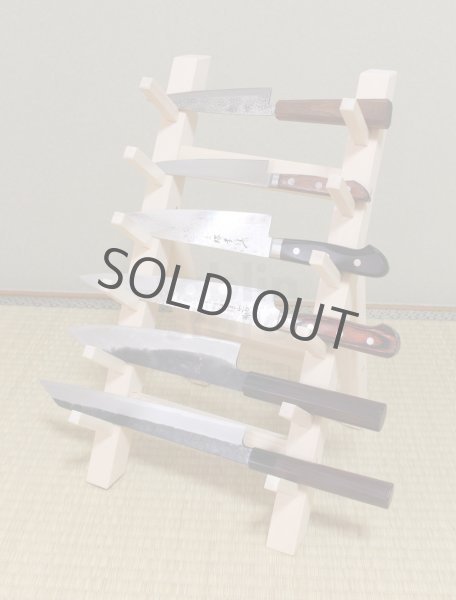 Photo4: Japanese wooden knife stand display holder tower rack for six knives (4)