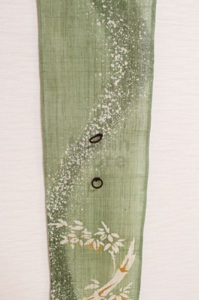 Photo10: Kyoto tapestry SB Japanese batik bamboo single‐flower vase green 19 x 120cm (10)