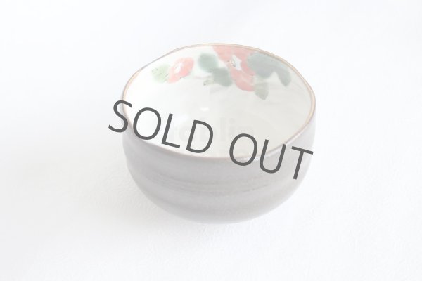 Photo3: Kutani matcha chawan Japanese tea ceremony bowl dojime camellia (3)
