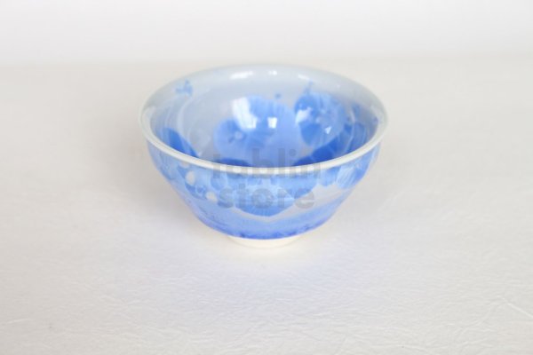 Photo5: Kiyomizu porcelain Japanese sake guinomi crystal-glaze blue set of 2 (5)