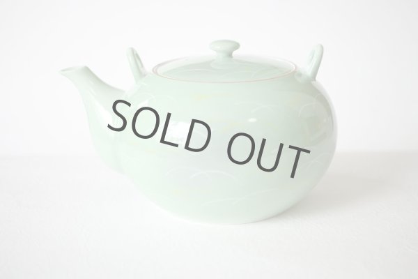 Photo4: Arita Porcelain sd Dobin Japanese tea pot sagano light green 650ml  (4)