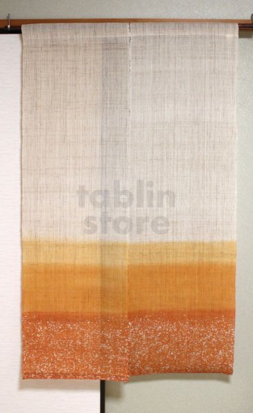 Photo10: Kyoto Noren SB Japanese batik door curtain snowstorm karashi gradation 86 x 150cm (10)