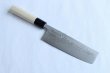 Photo11: Shigeki Tanaka Blue 2 steel Suminagashi Damascus Hand forged Nakiri knife 160mm (11)