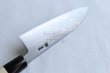 Photo3: Shigeki Tanaka Blue 2 steel Suminagashi Damascus Hand forged Santoku knife 165mm (3)