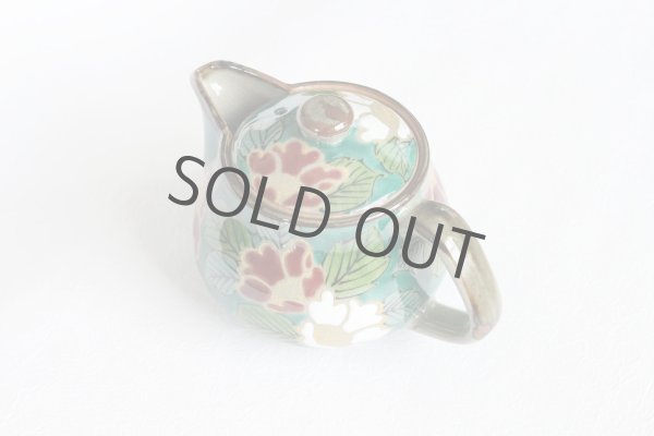 Photo8: Kutani yaki ware Green sancha Japanese tea pot 360ml (8)
