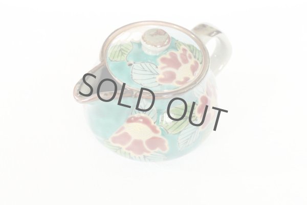 Photo3: Kutani yaki ware Green sancha Japanese tea pot 360ml (3)