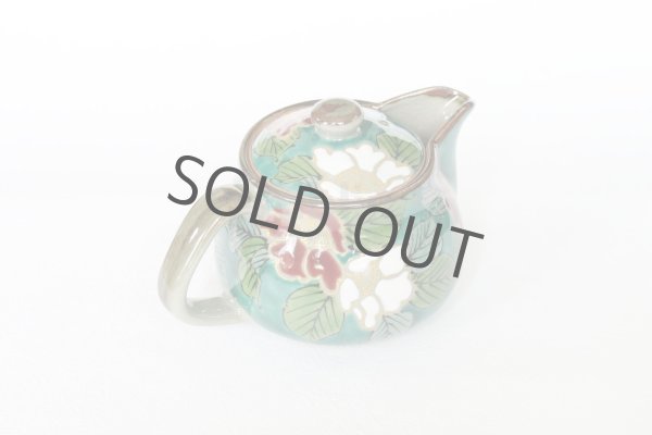 Photo2: Kutani yaki ware Green sancha Japanese tea pot 360ml (2)