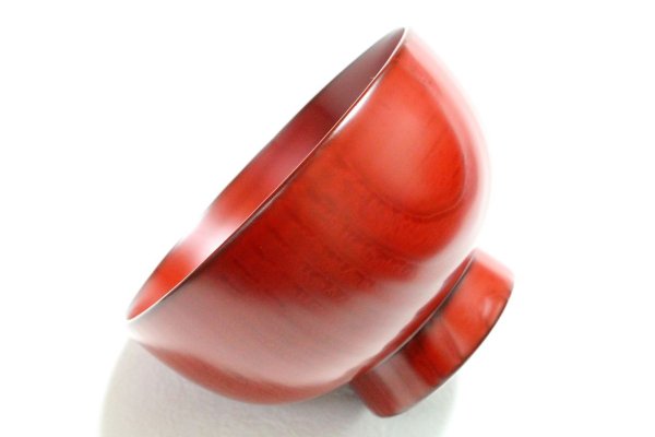 Photo5: Japanese Echizen Urushi lacquer soup bowl wan shu red Shoichi Hatanaka D119mm (5)